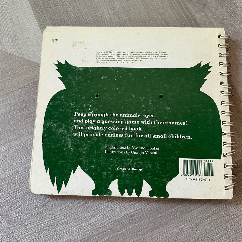I Am An Owl Spiral Bound Poke & Look Board Book Vintage 1981 - Picture 2 of 12